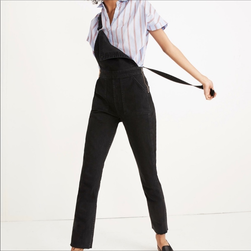 Madewell black overalls raw hem